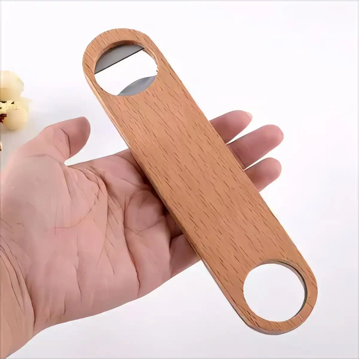 Stainless Steel Wooden Bottle Opener product close-up