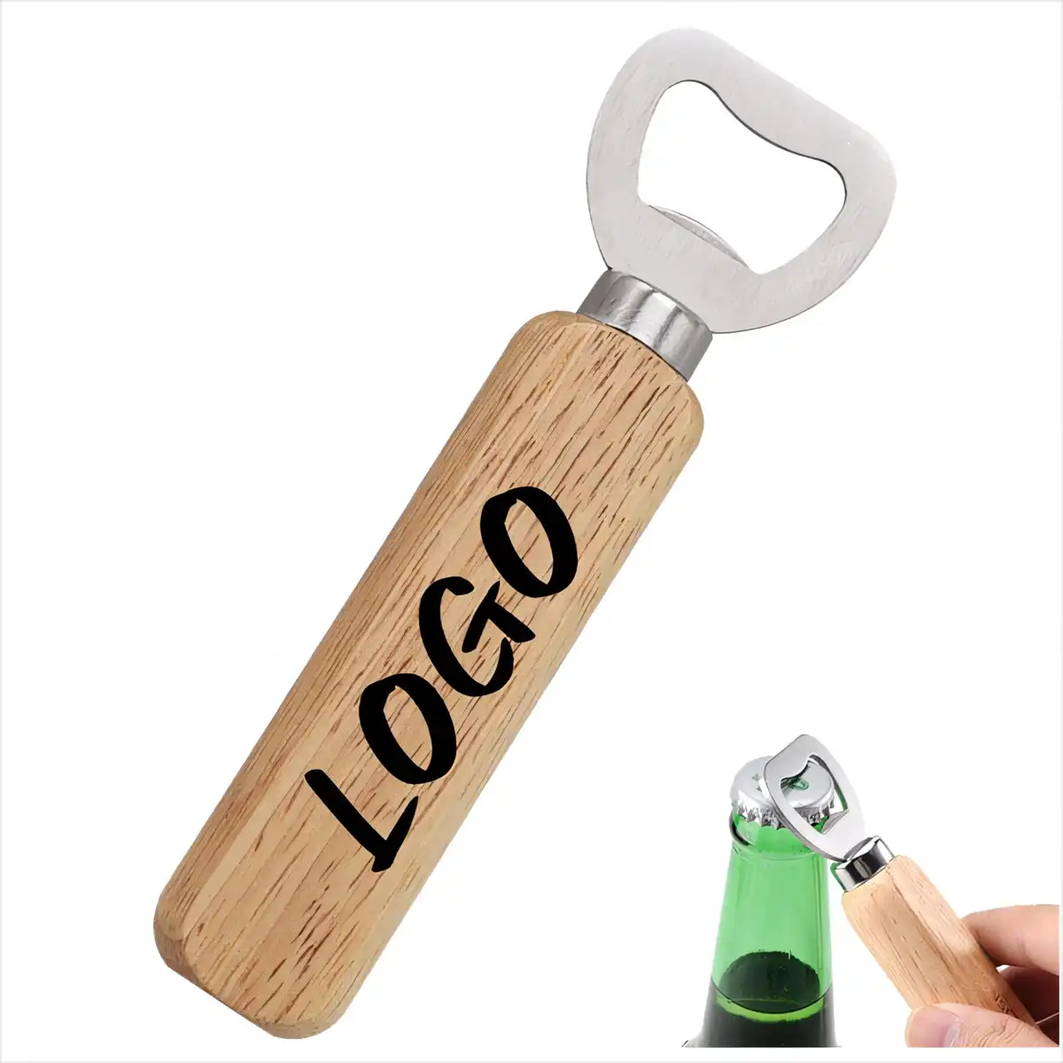 Stainless Steel Wood Bottle Opener