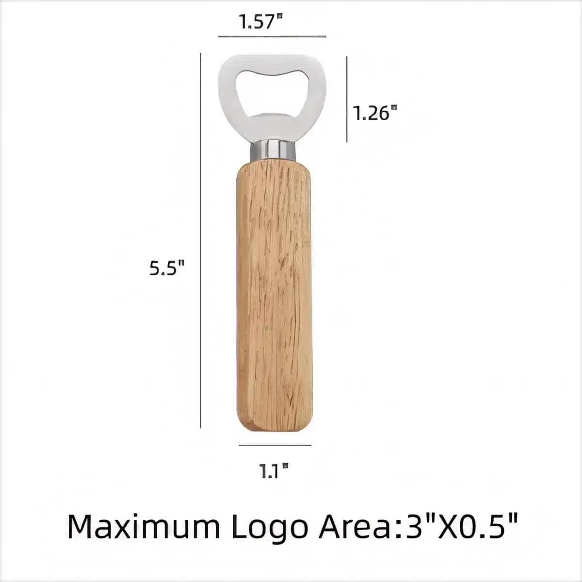 Stainless Steel Wood Bottle Opener product detail view