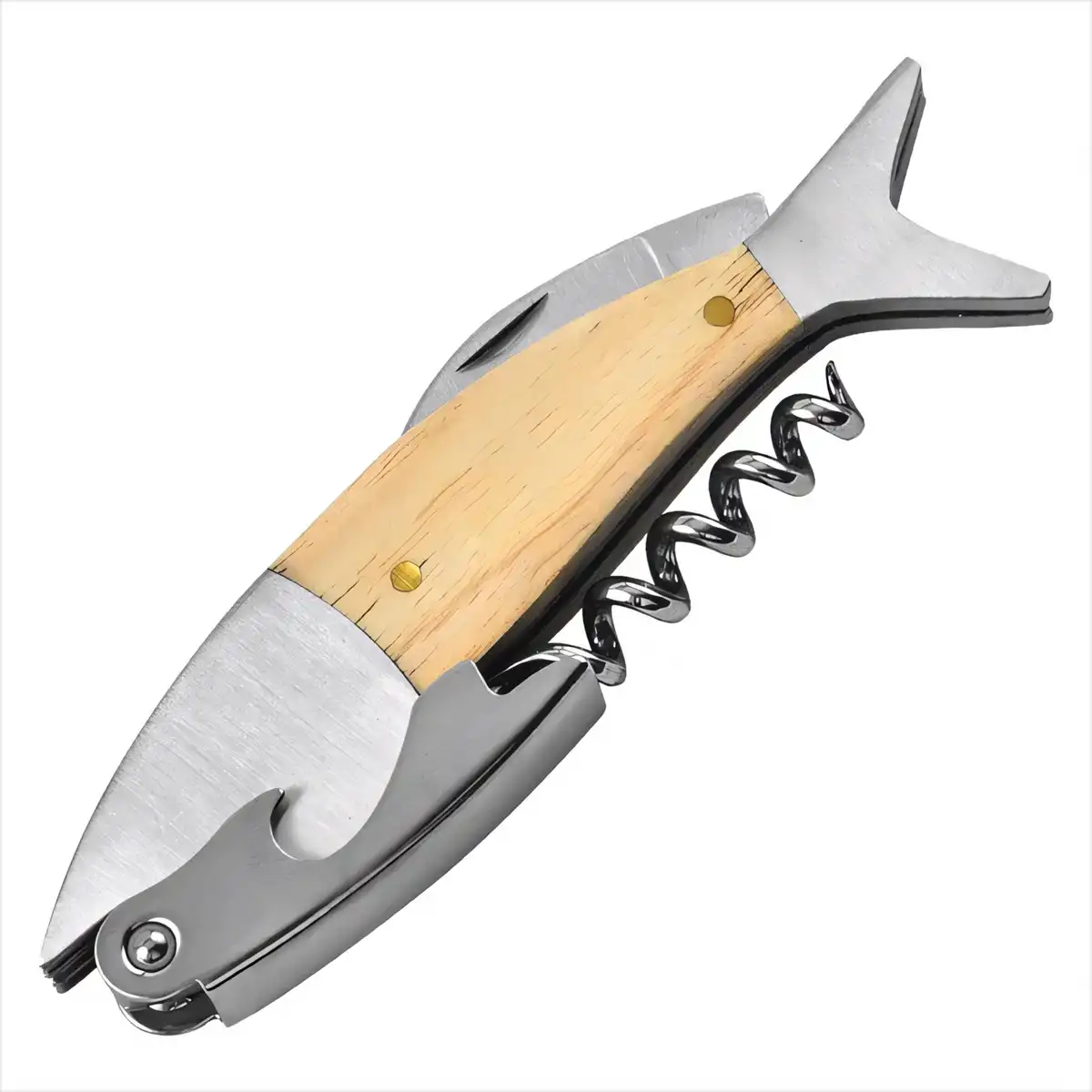 Wooden Fish Wine Corkscrew Opener