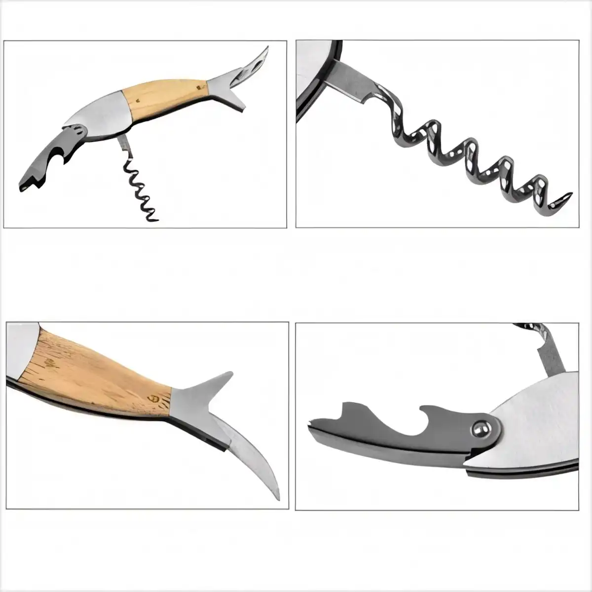 Wooden Fish Wine Corkscrew Opener product detail view