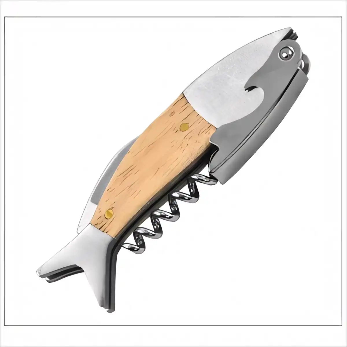 Wooden Fish Wine Corkscrew Opener alternate product angle