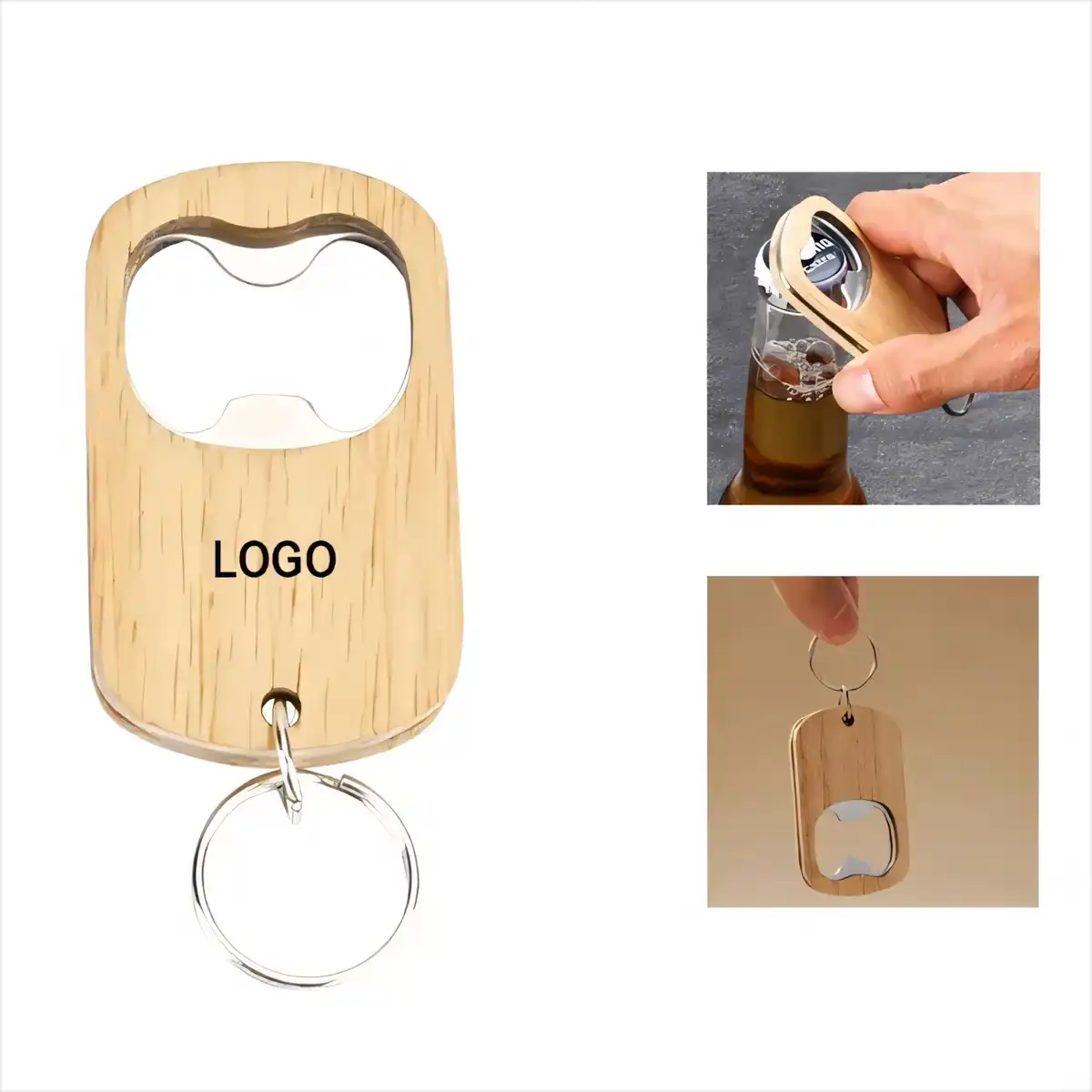 Rustic Wooden Bottle Opener Keychain