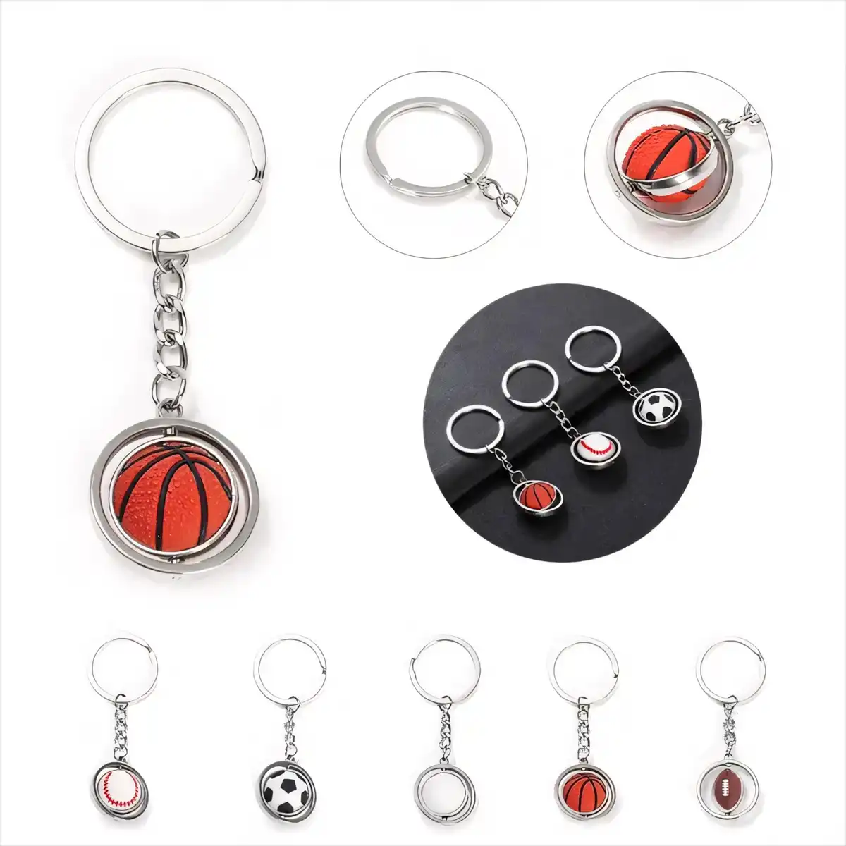 Polished Zinc Alloy Spinning Keychain Gift