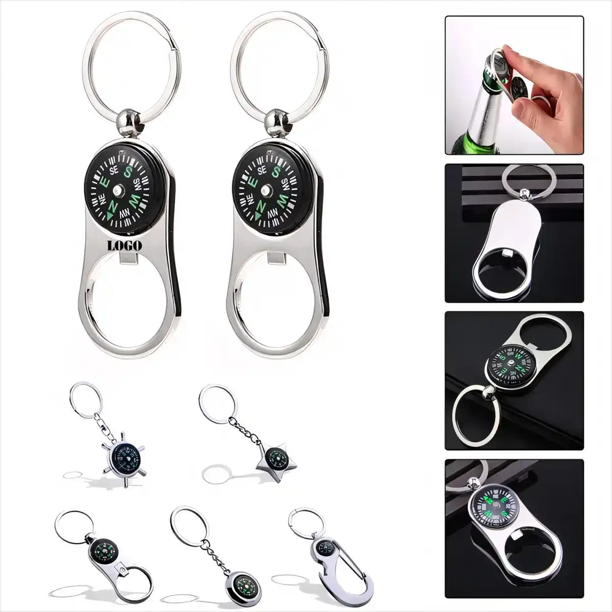 Vintage Compass Bottle Opener Keychain