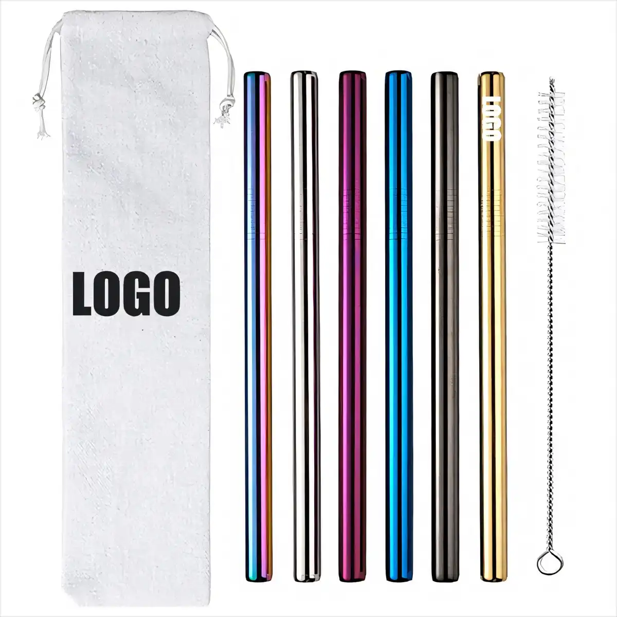 Reusable Steel Drinking Straws with Brush