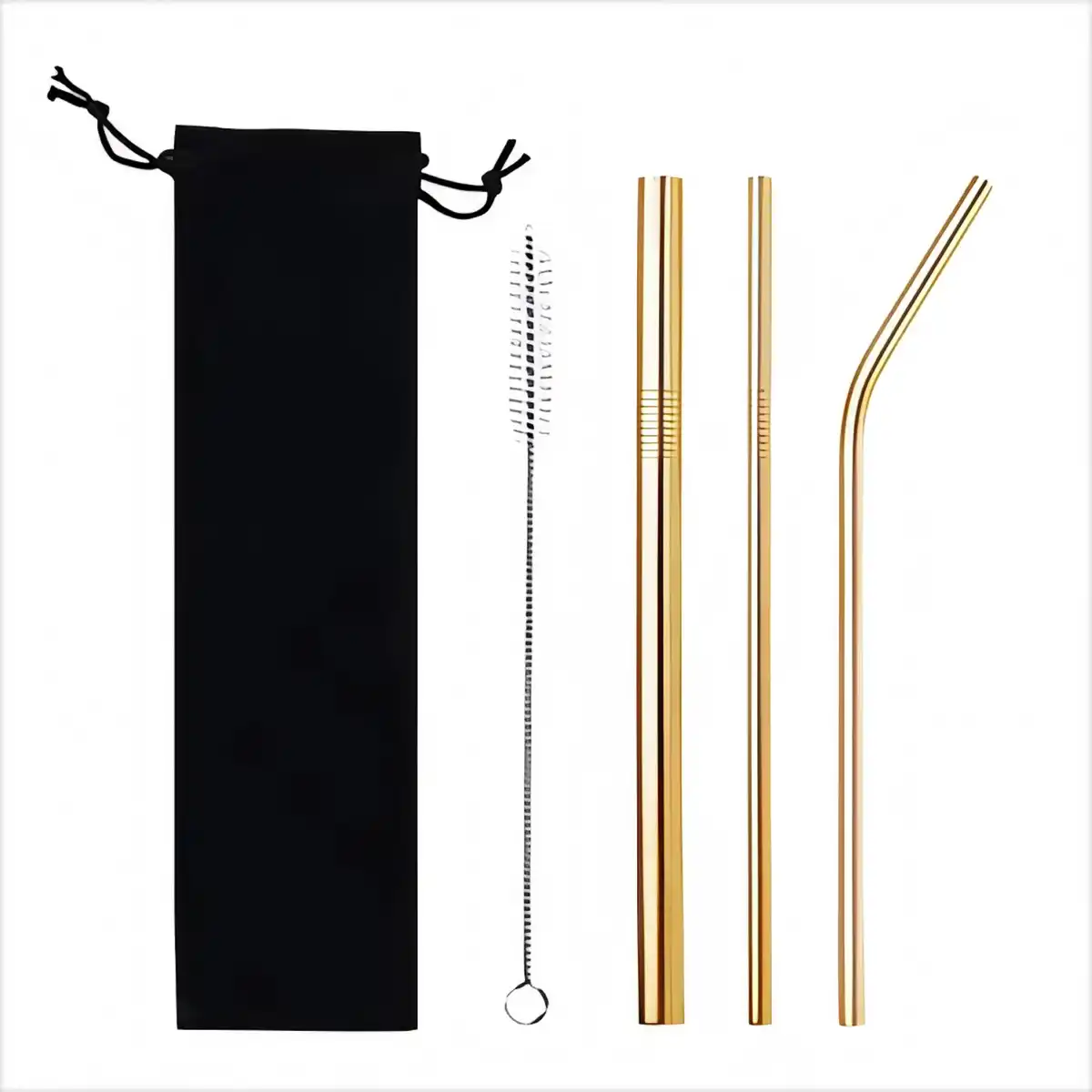 Reusable Steel Drinking Straws with Brush product detail view