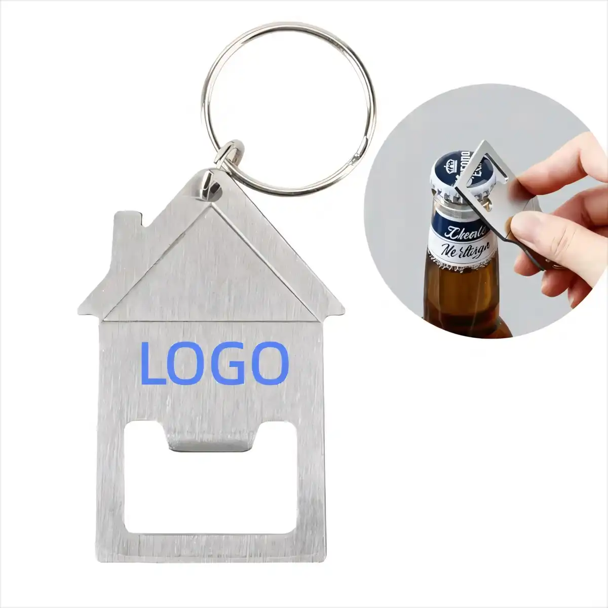 Zinc Alloy House Keychain Bottle Opener