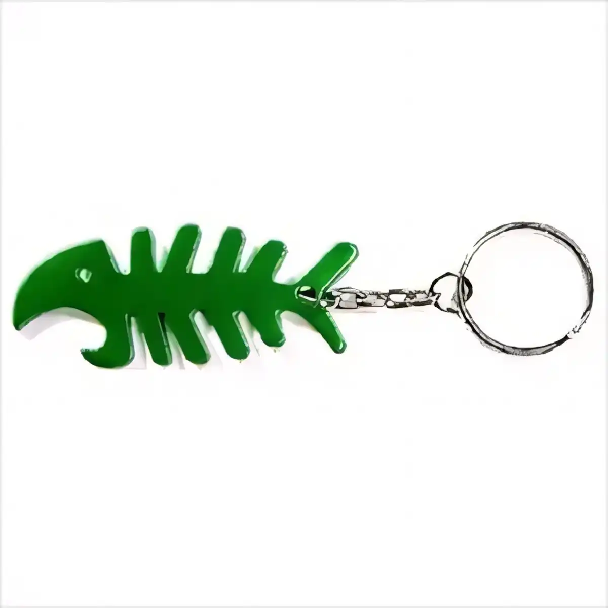 Aluminum Fish Bone Opener Keychain custom logo imprint view