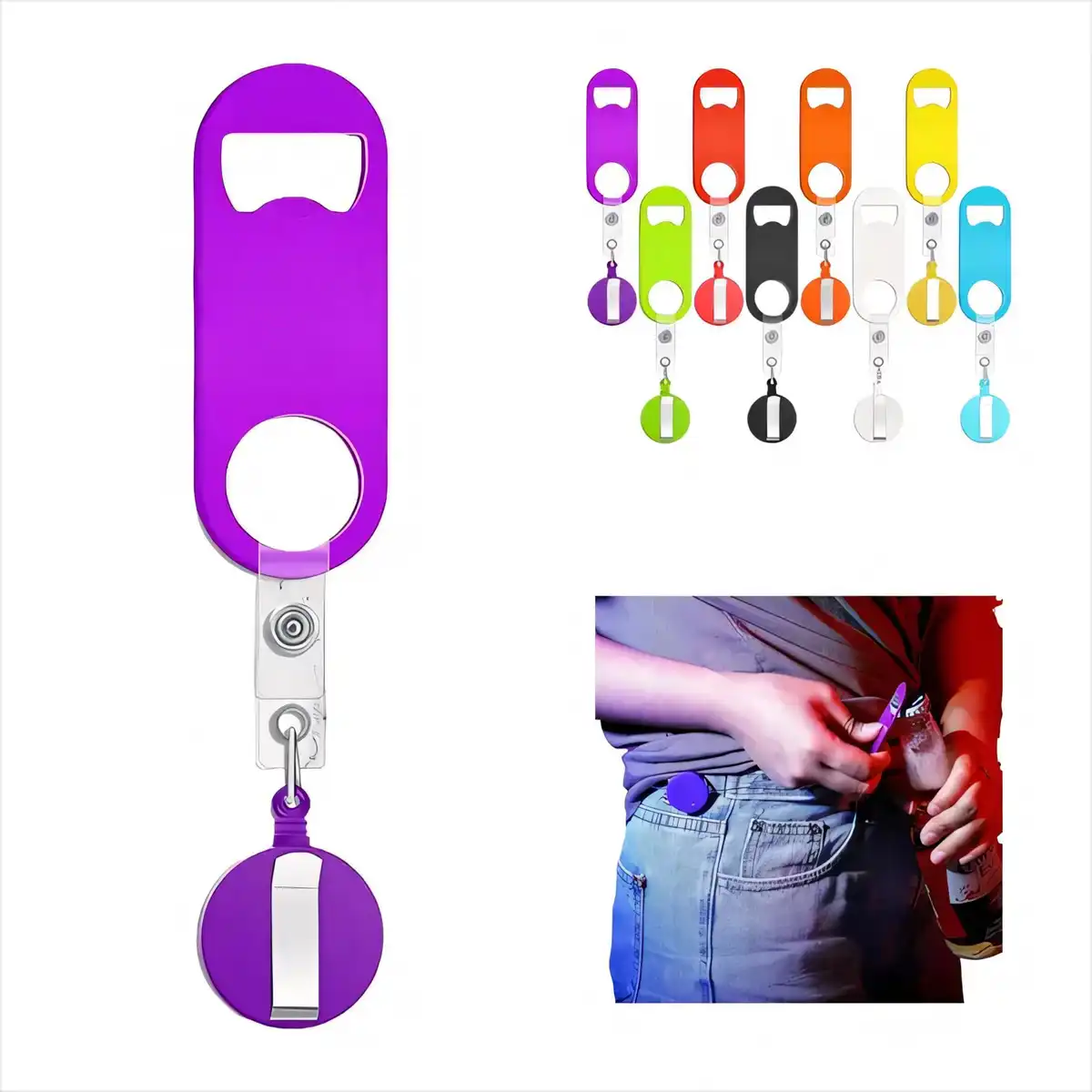 Pocket Retractable Bottle Opener Keychain