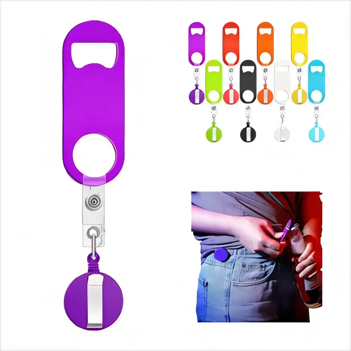 Pocket Retractable Bottle Opener Keychain product detail view