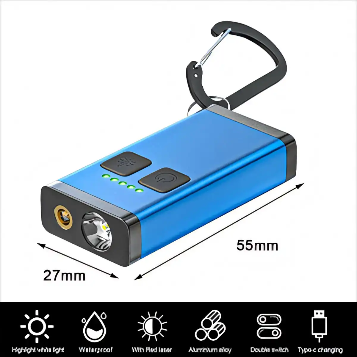 Rechargeable Keychain Flashlight Aluminum Alloy product detail view
