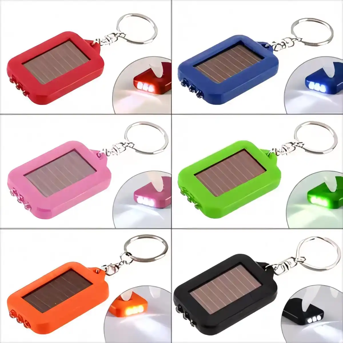 Solar LED Keychain Flashlight alternate product angle
