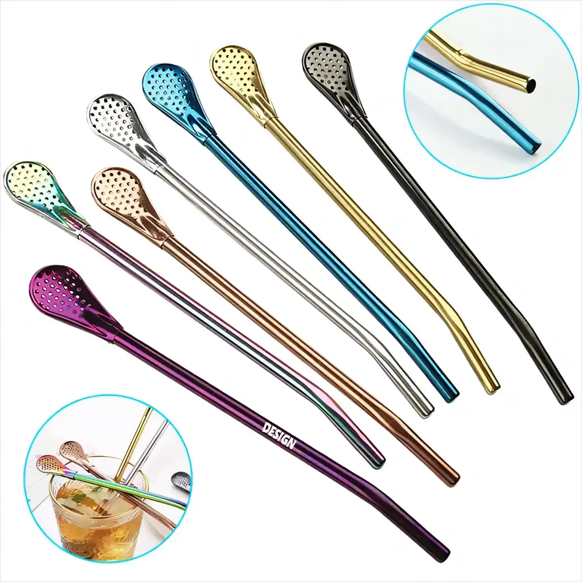 Stainless Steel Straw Spoon Set