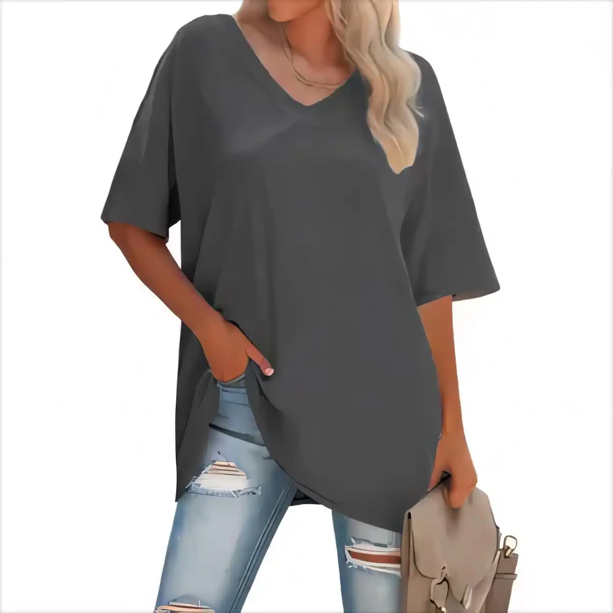 Relaxed Fit V Neck Tee alternate product angle