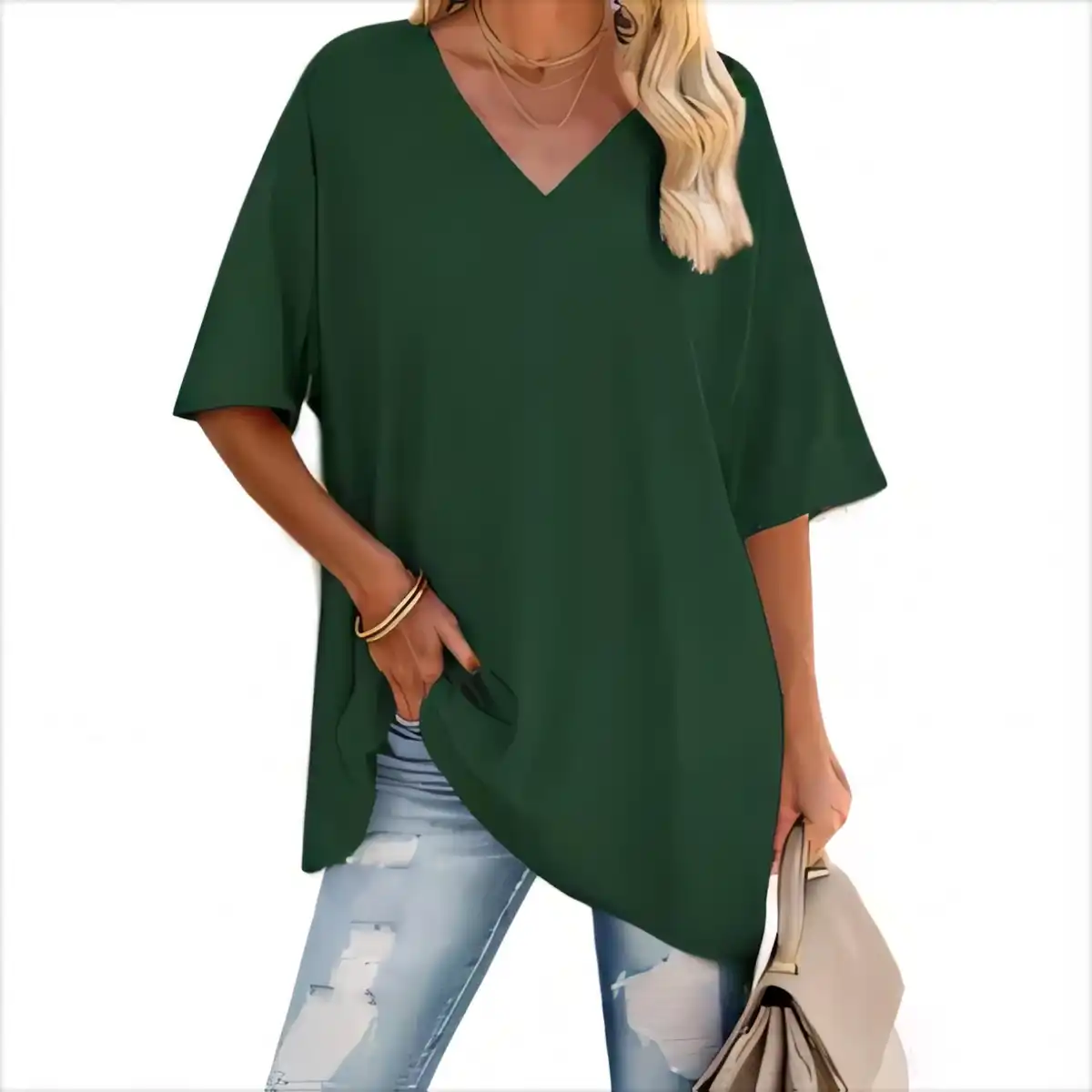 Relaxed Fit V Neck Tee additional product view