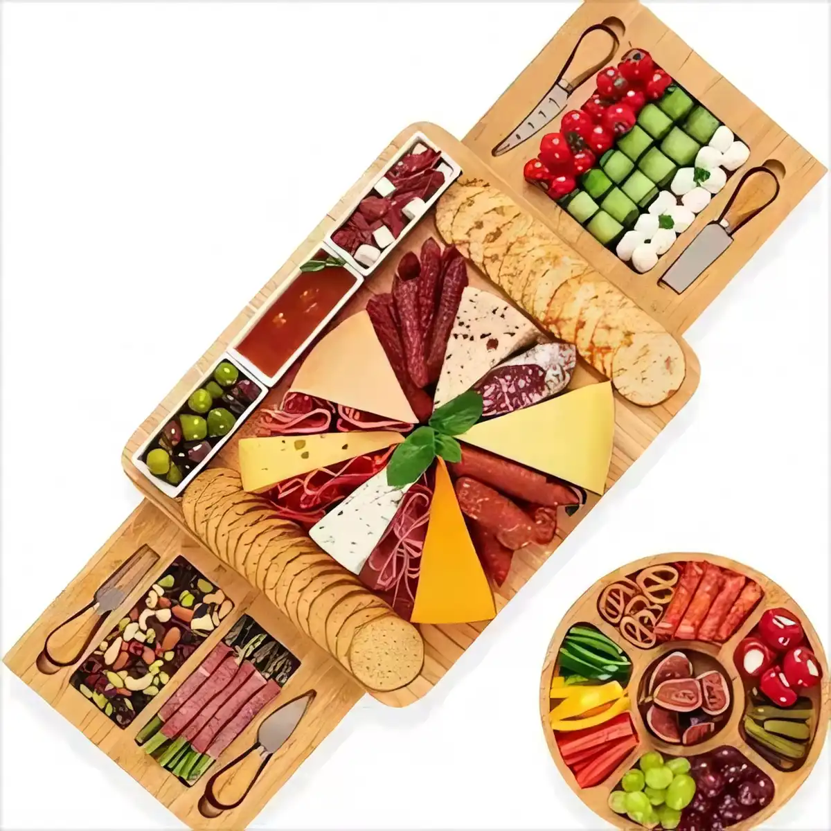 Bamboo Cheese Board Serving Set product detail view