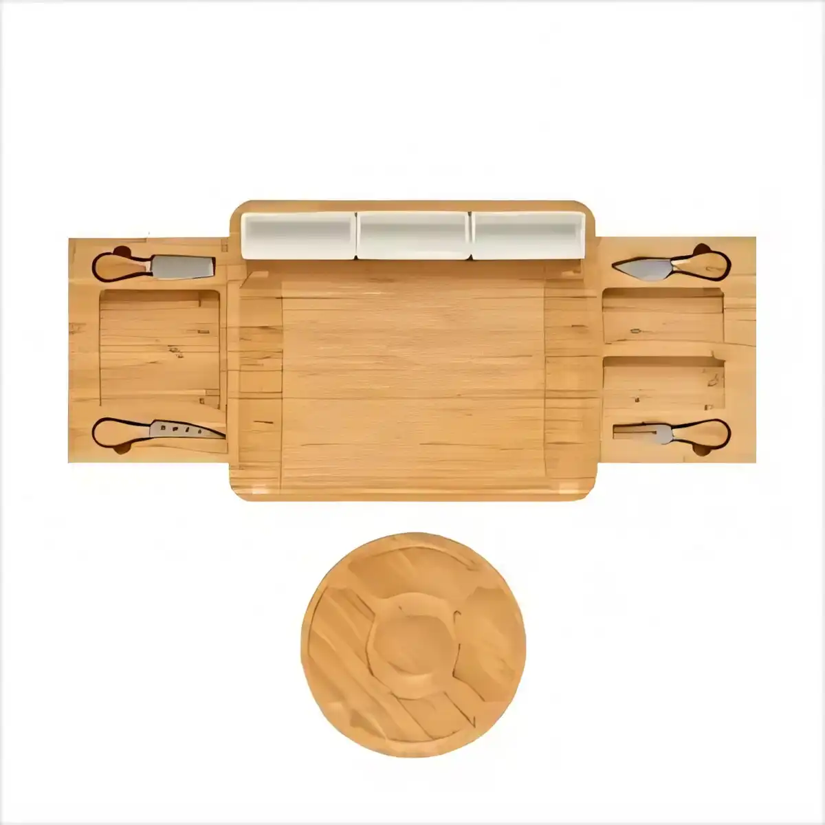 Bamboo Cheese Board Serving Set alternate product angle