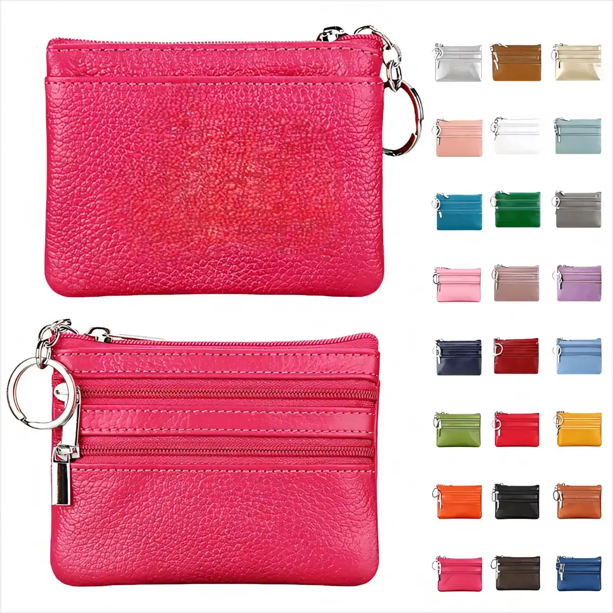 Vibrant Zip Around Leather Card Wallet