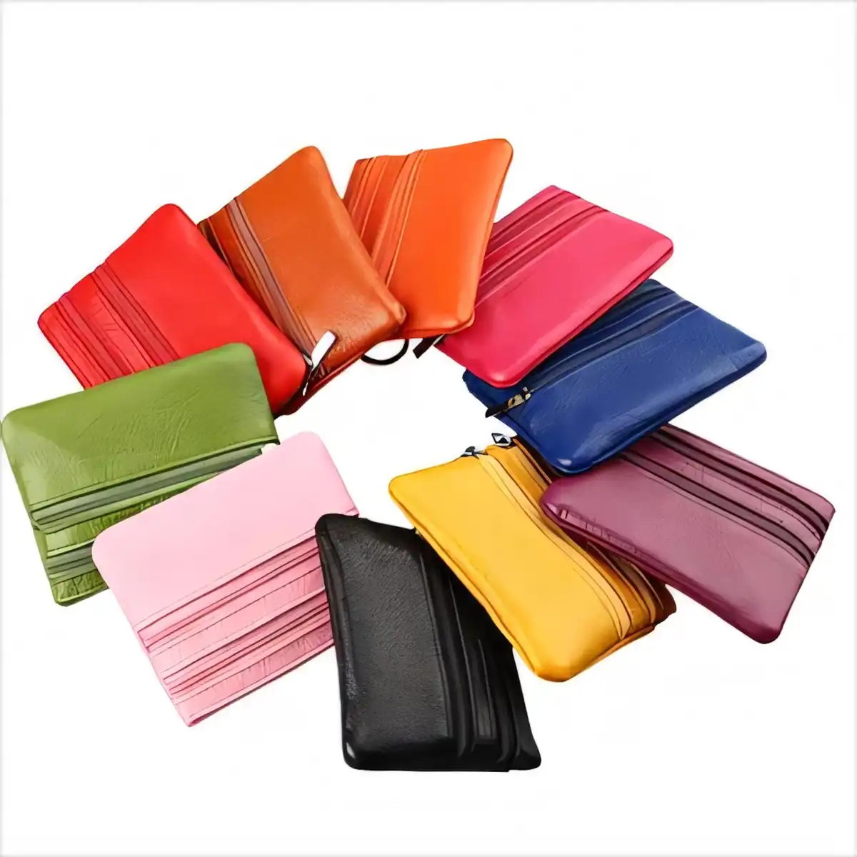 Vibrant Zip Around Leather Card Wallet product close-up