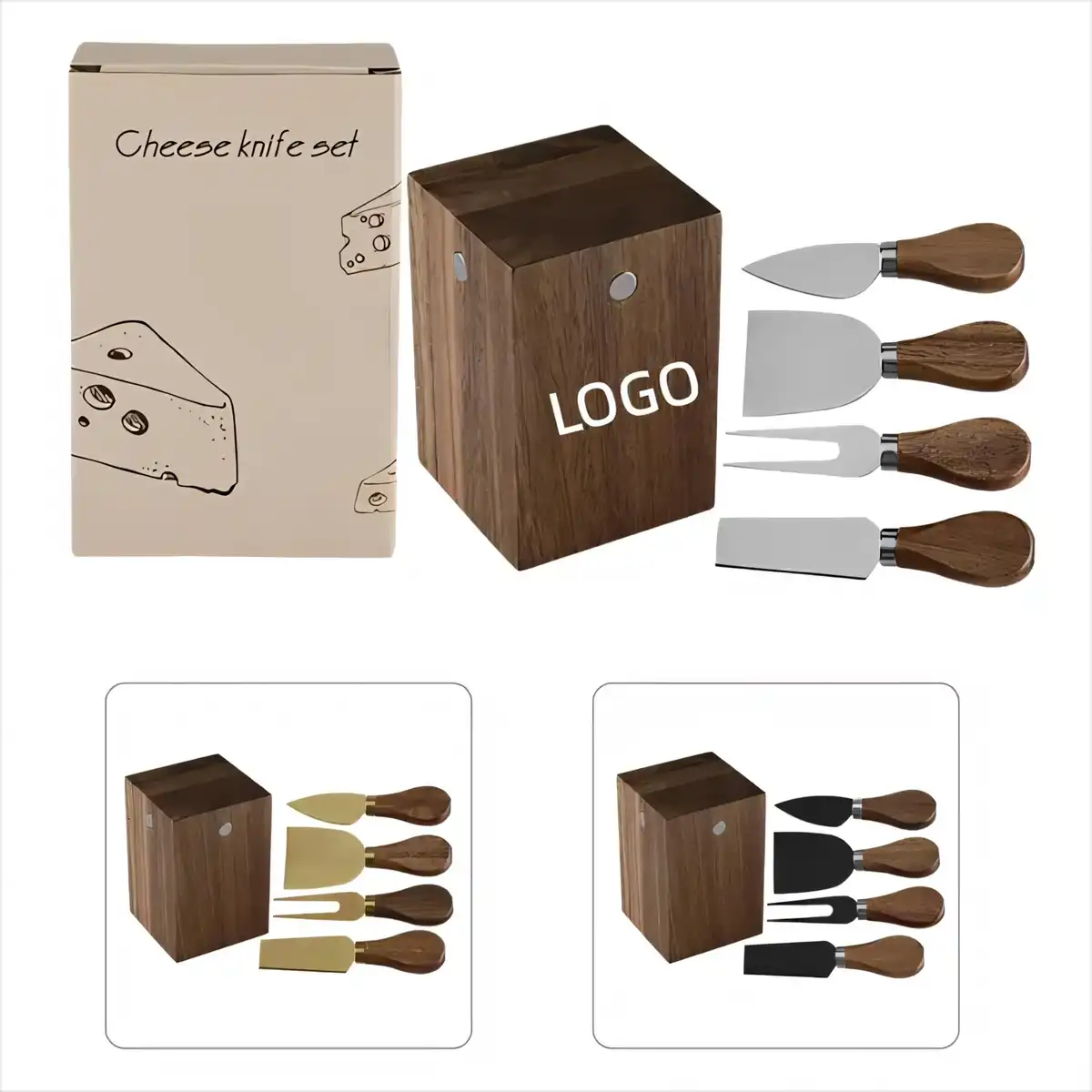 Magnetic Acacia Cheese Knife Set