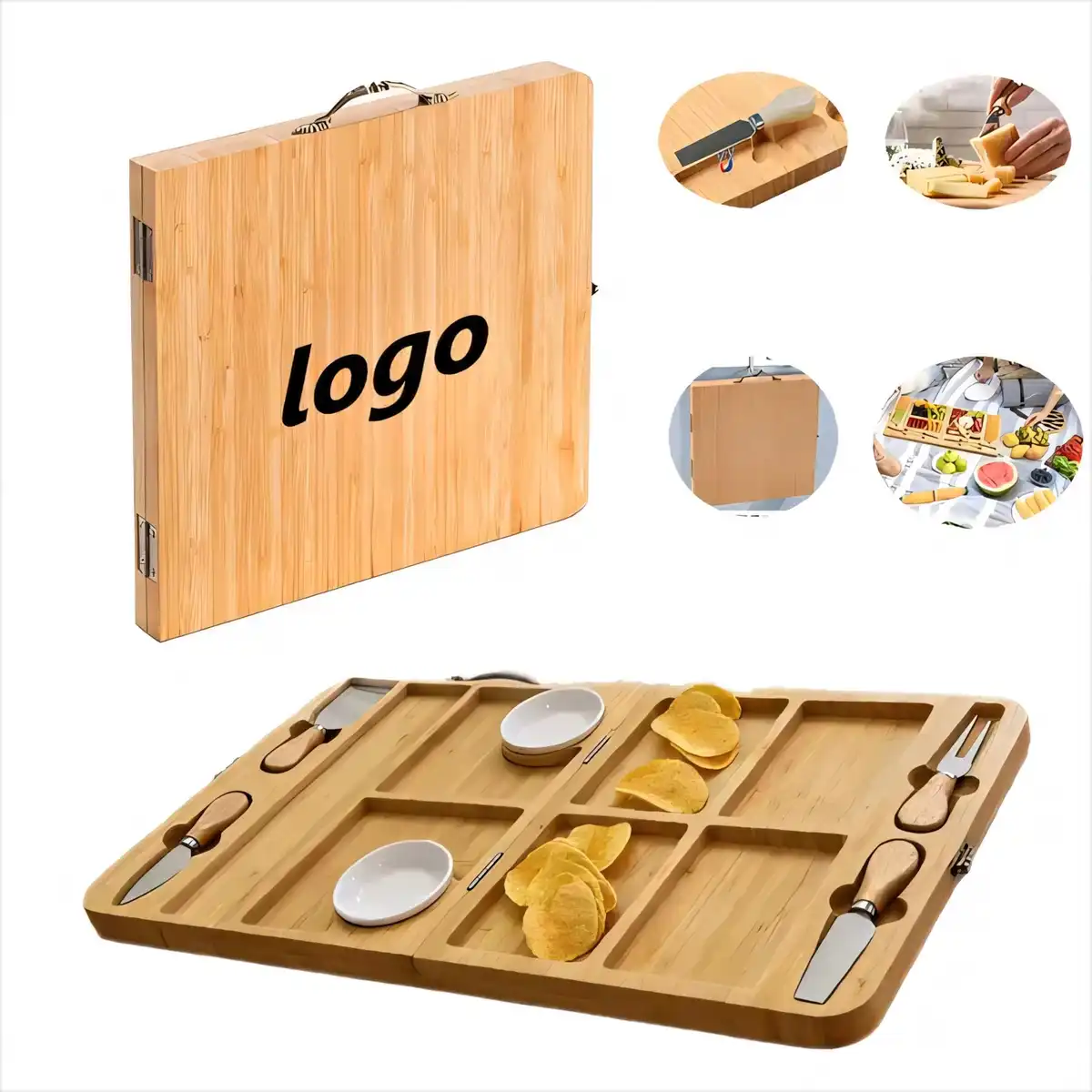 Foldable Wooden Cheese Board Set