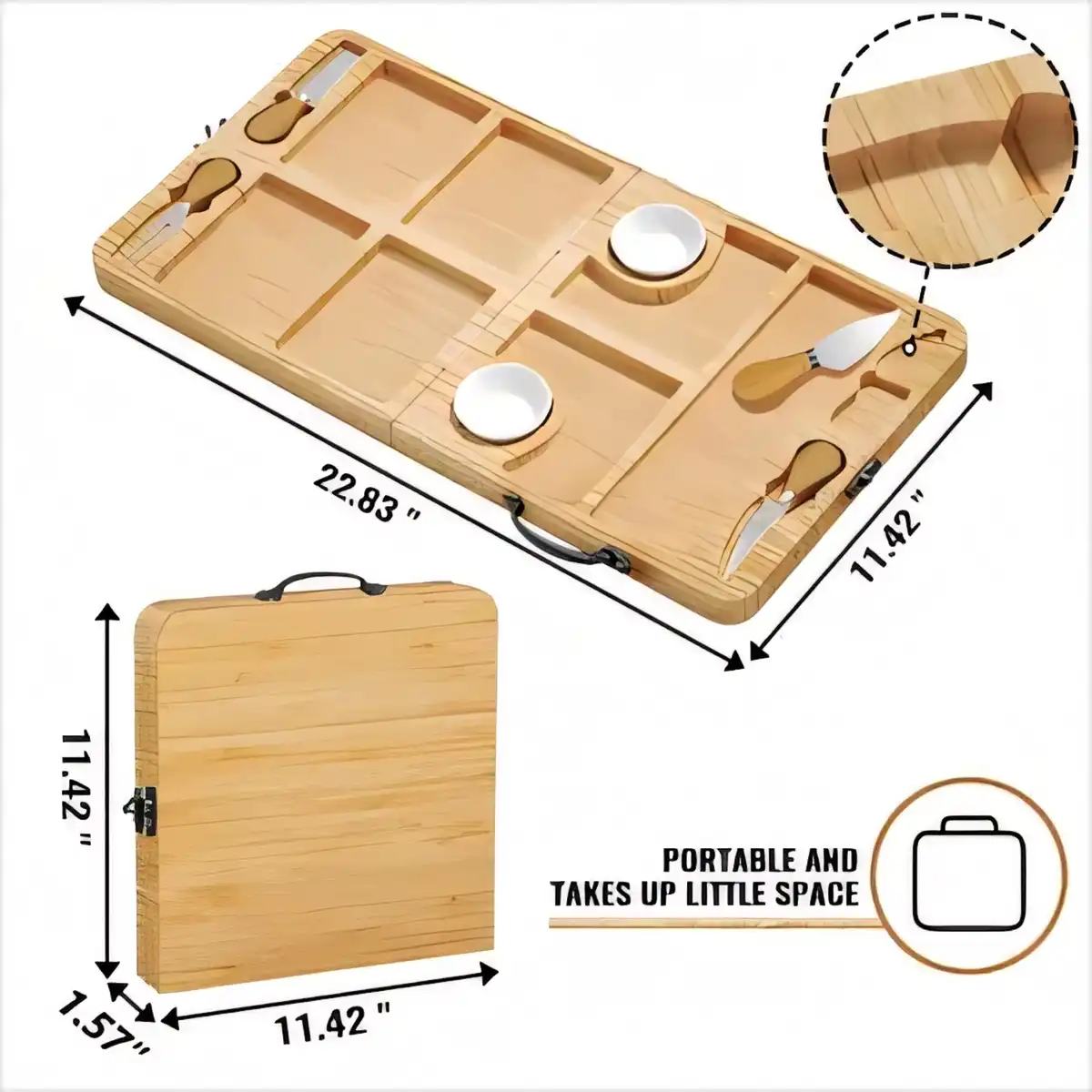 Foldable Wooden Cheese Board Set product detail view