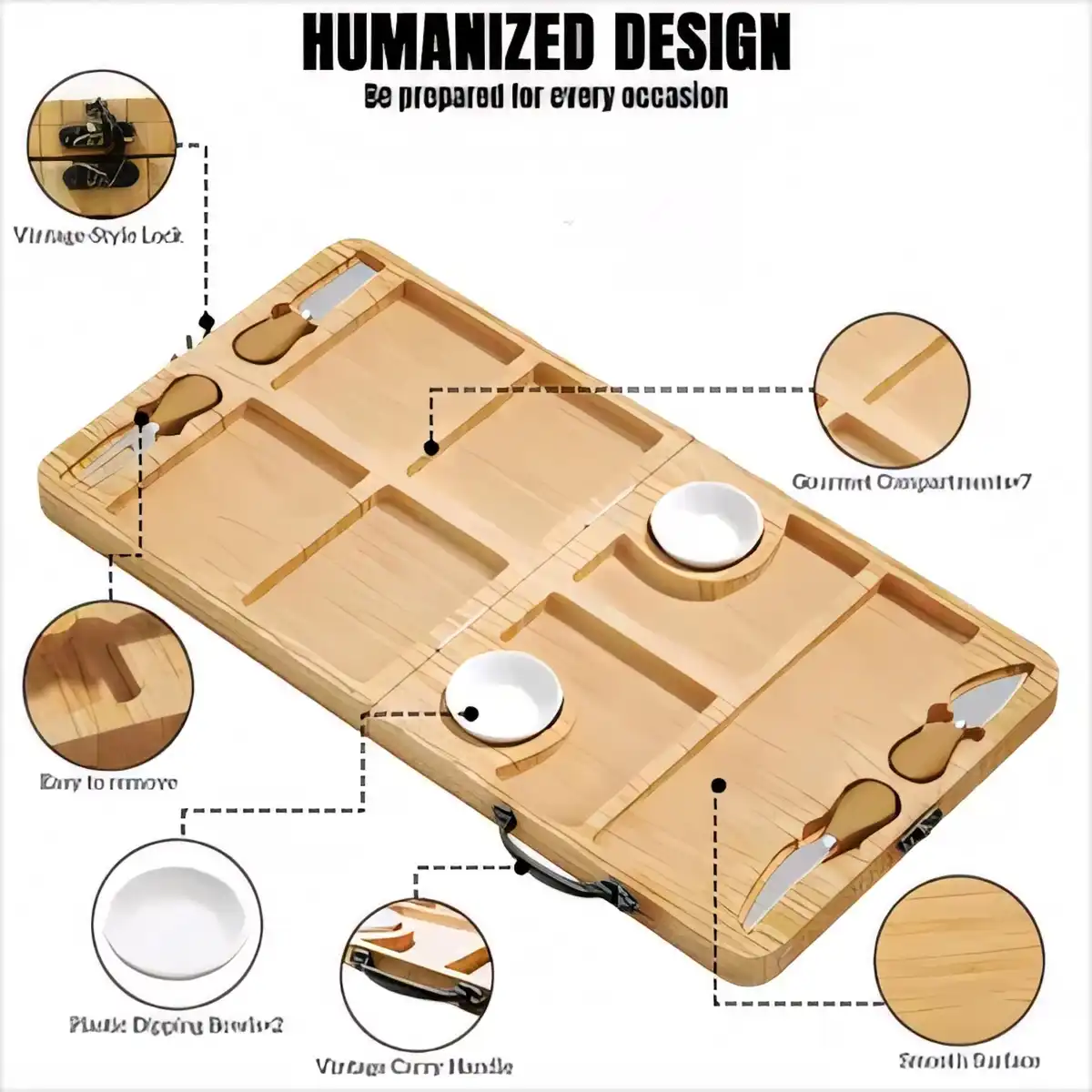Foldable Wooden Cheese Board Set alternate product angle