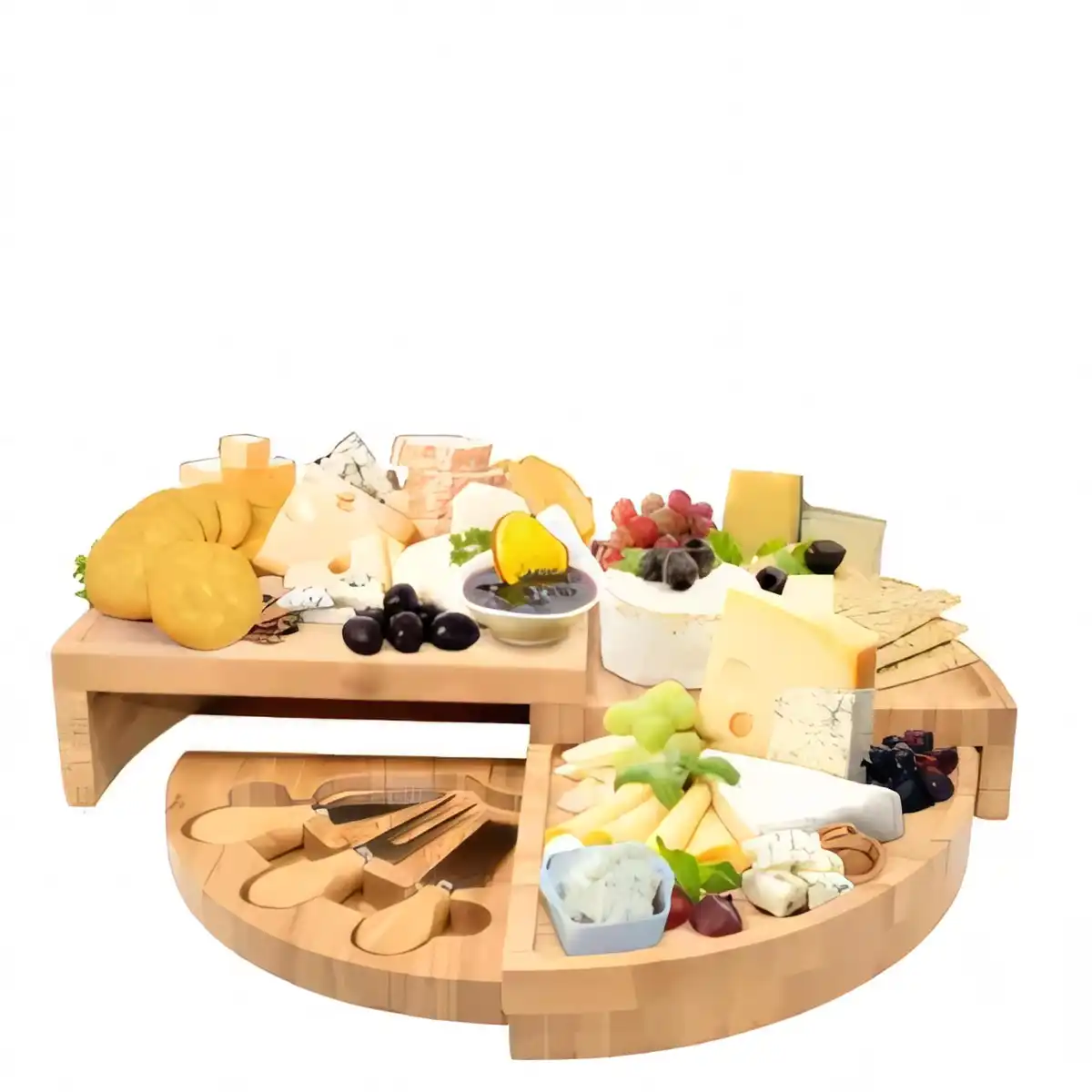 Rotating Bamboo Serving Board with Tools product detail view