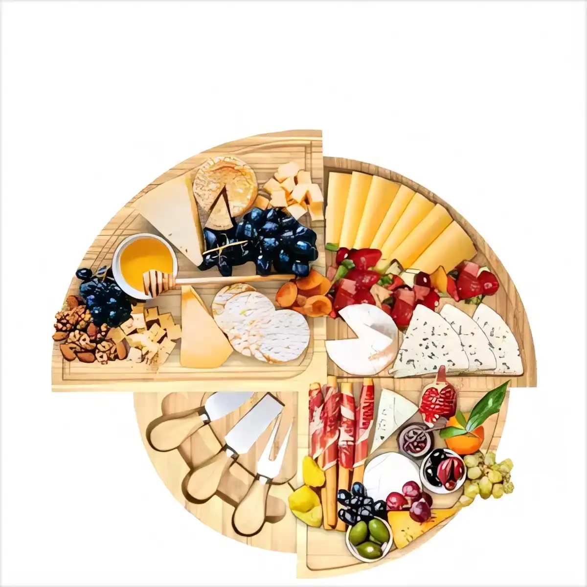 Rotating Bamboo Serving Board with Tools alternate product angle