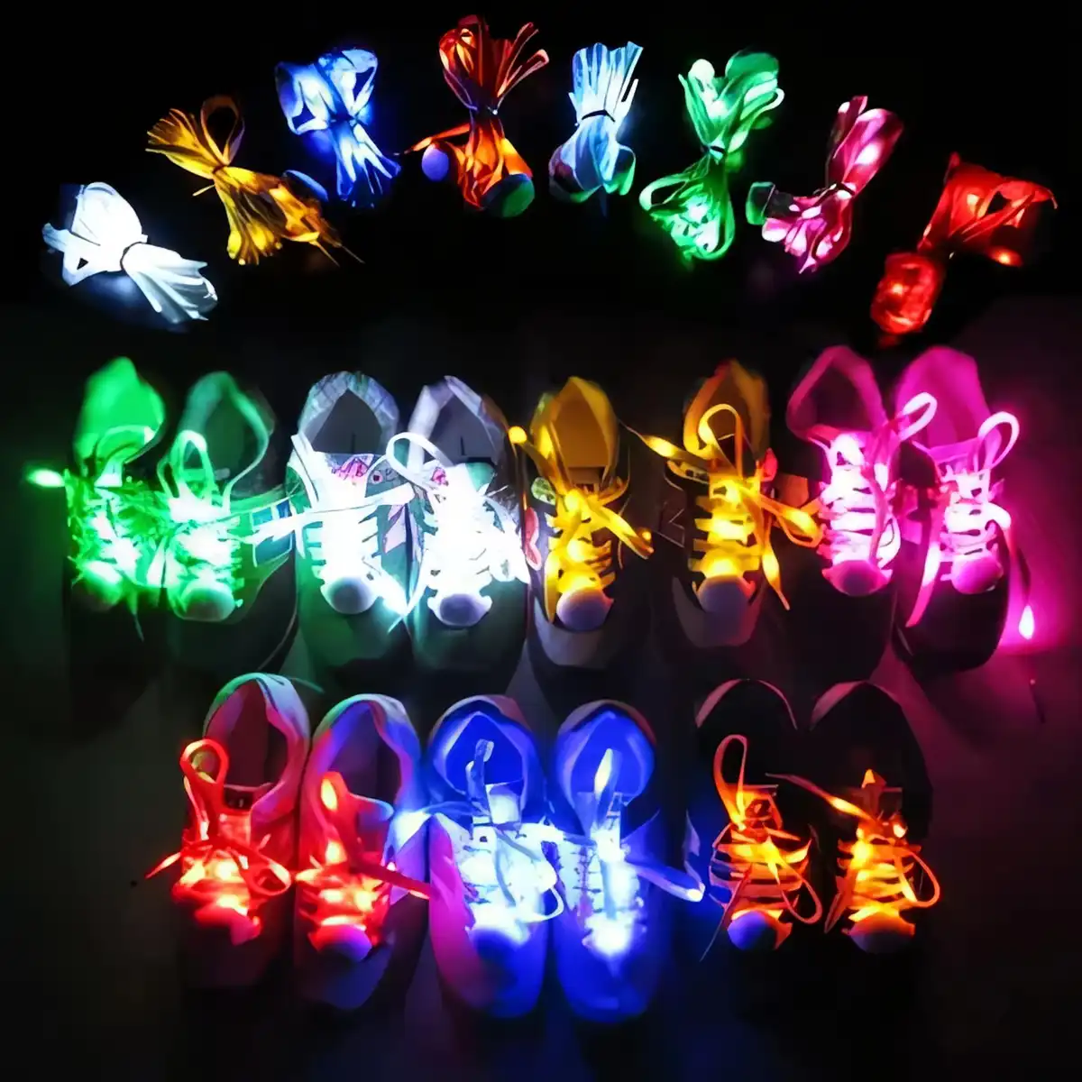 LED Nylon Shoelaces Multi Color product close-up