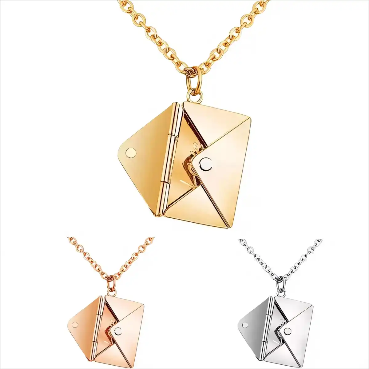 Tarnish Resistant Envelope Locket Pendant