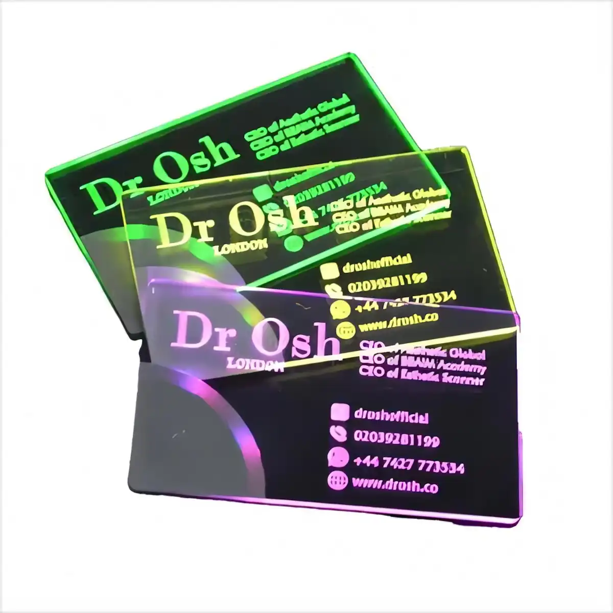 Glowing Acrylic LED Business Cards alternate product angle