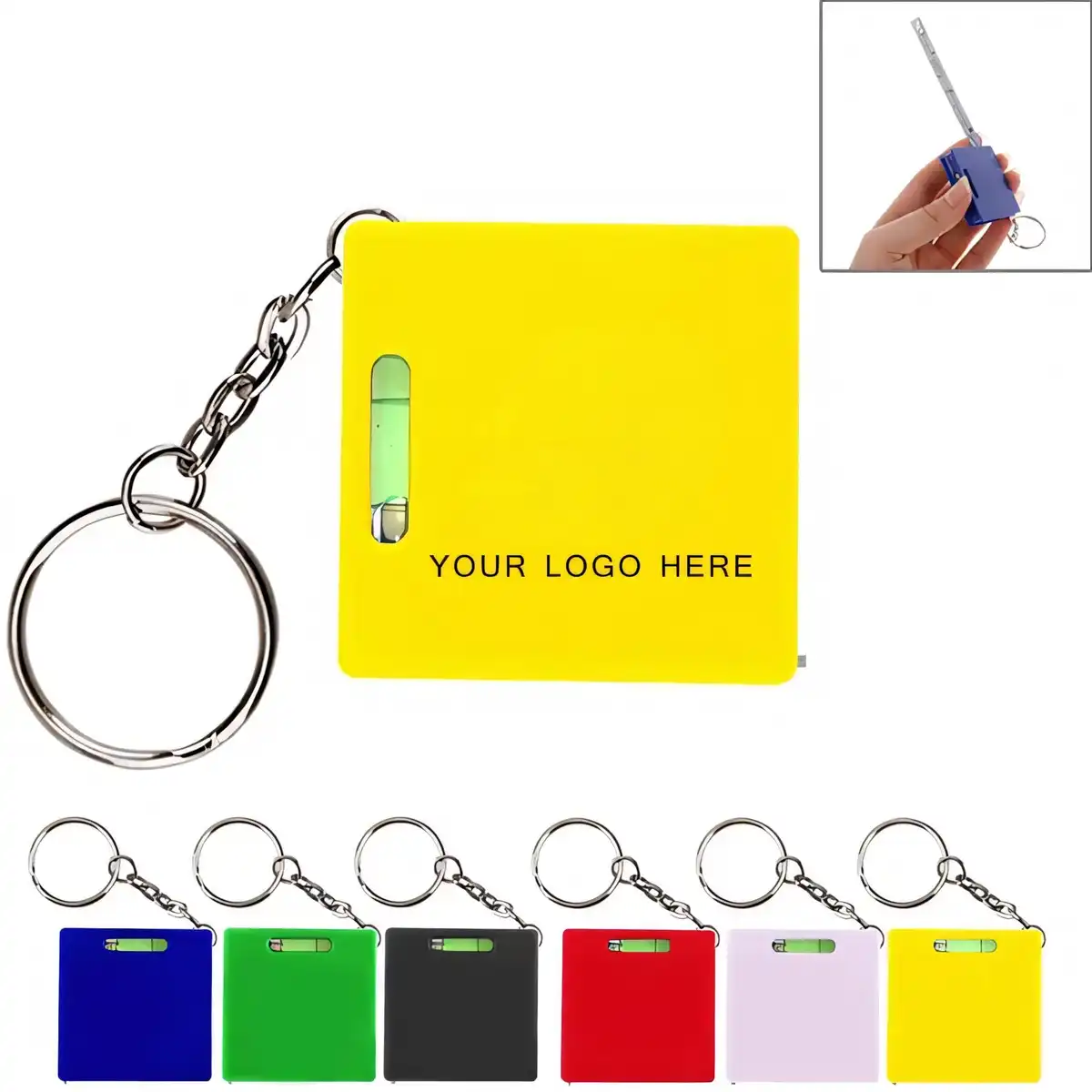 Square Tape Measure Keychain Level