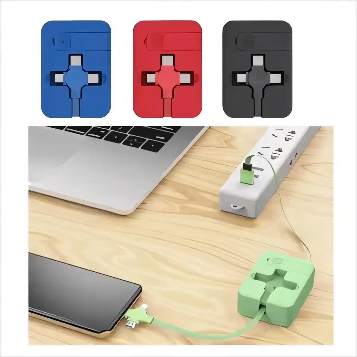Retractable 3-in-1 Fast Charging Cable alternate product angle