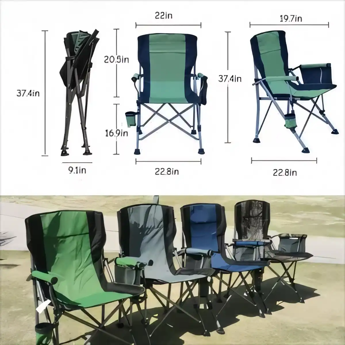 Portable Folding Chair with Cup Holder product detail view