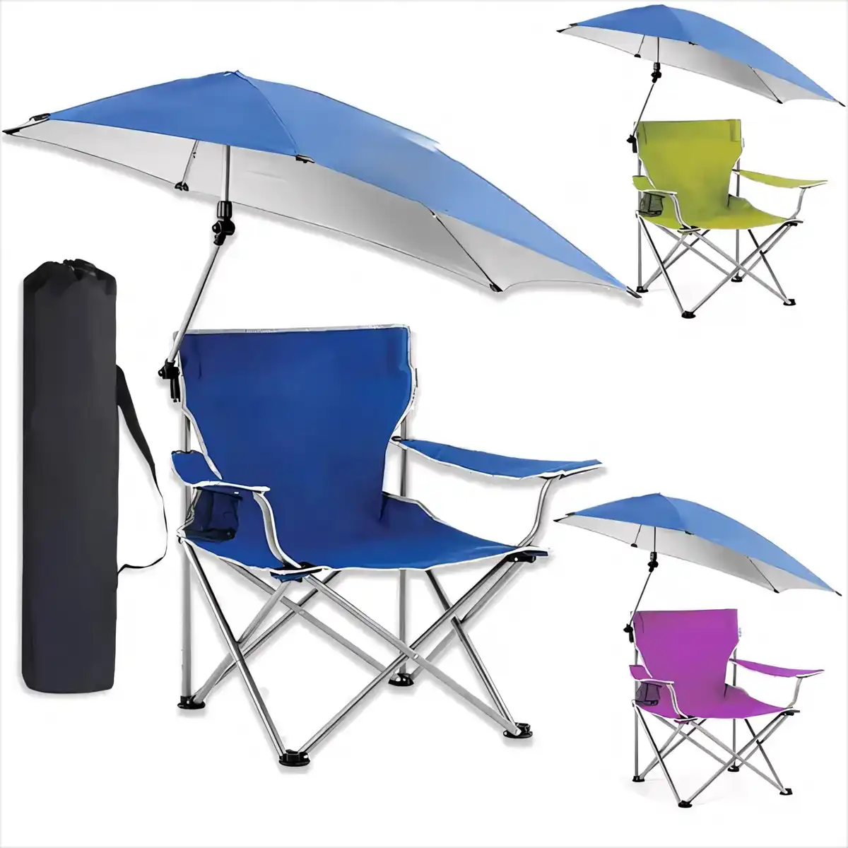 Folding Chair with Attached Umbrella