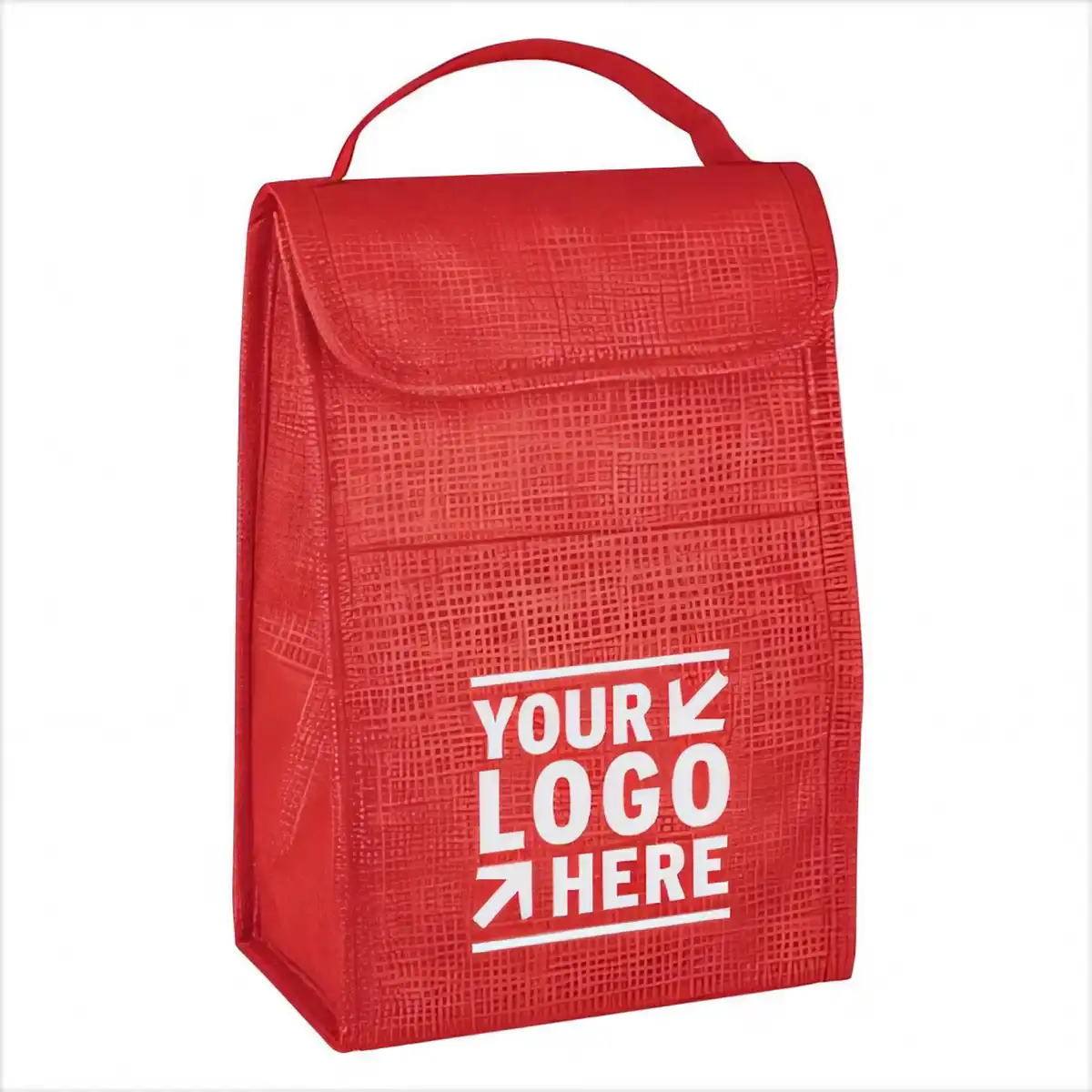 Insulated Crosshatch Lunch Tote custom logo imprint view