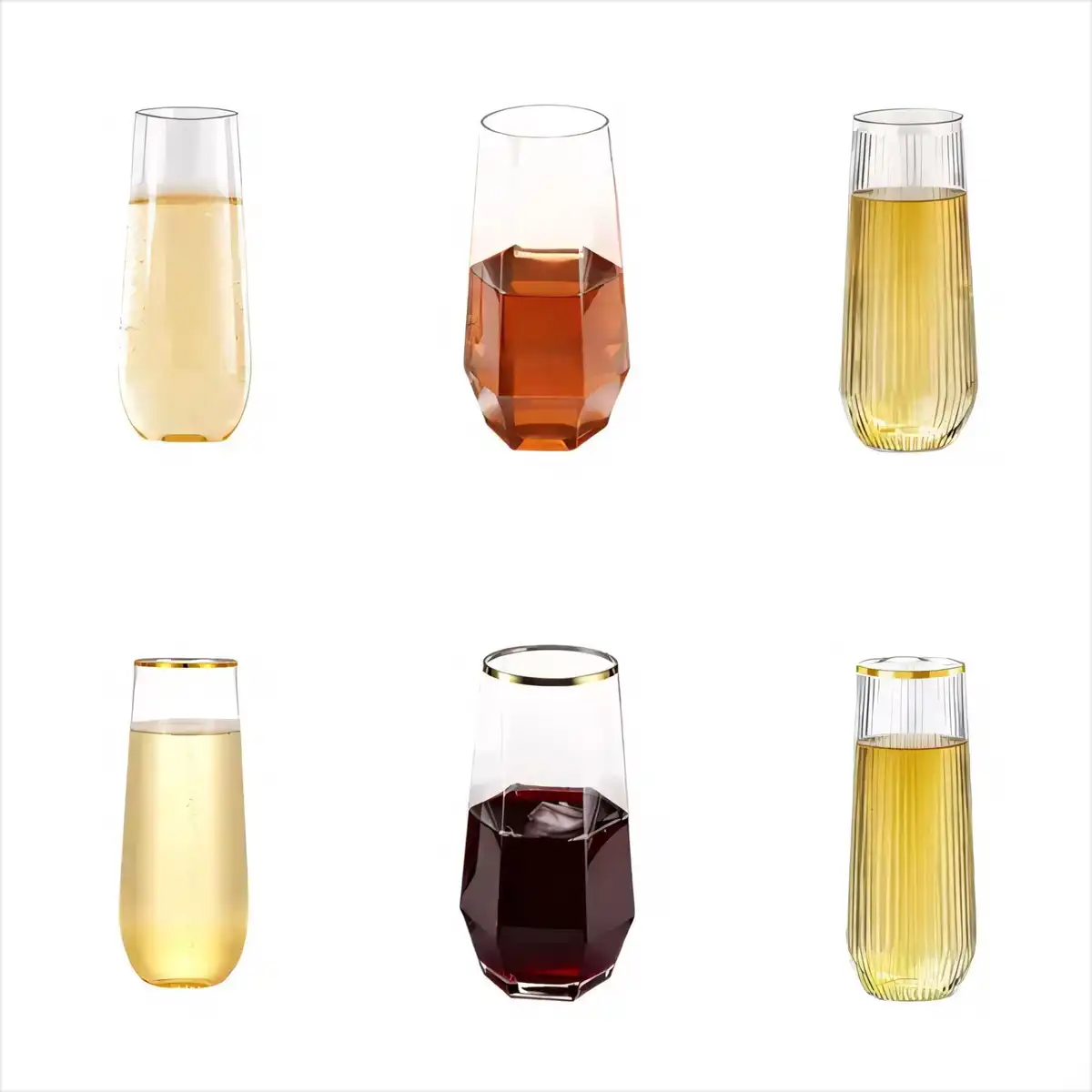 Elegant 9oz Stemless Plastic Wine Glasses