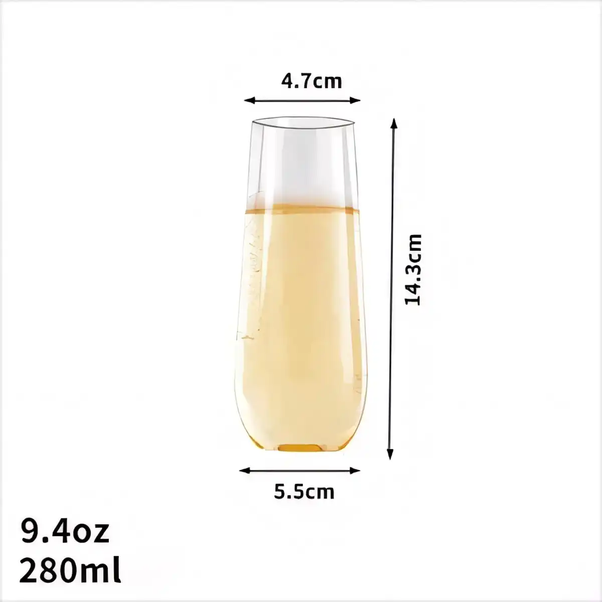Elegant 9oz Stemless Plastic Wine Glasses product close-up