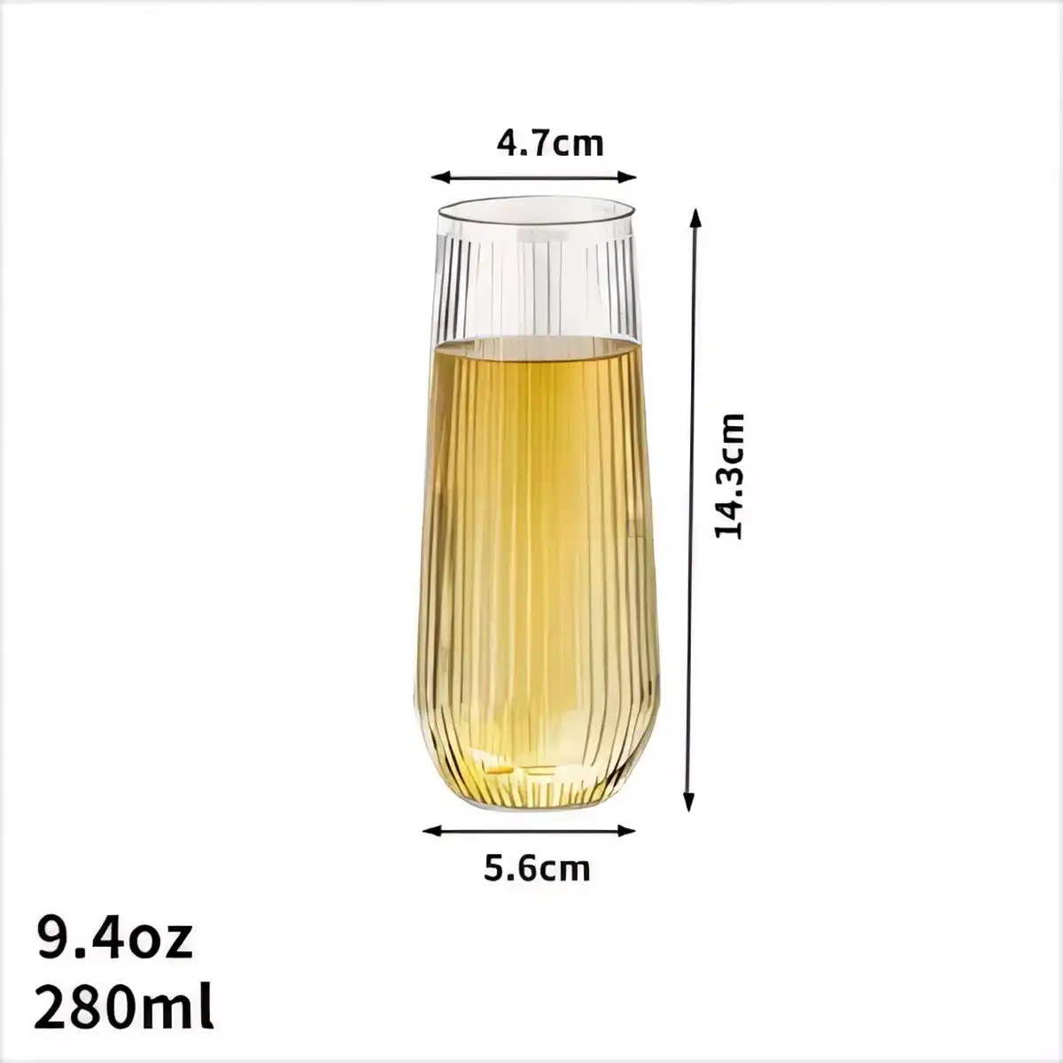 Elegant 9oz Stemless Plastic Wine Glasses product with accessories