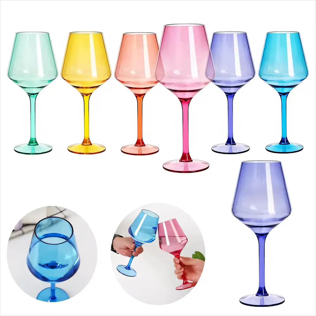 Vibrant Shatterproof Plastic Stemware