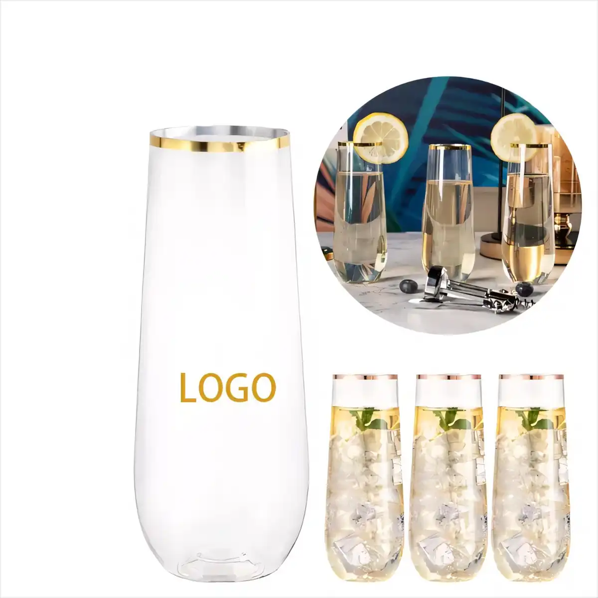Elegant Gold Rim Champagne Flutes