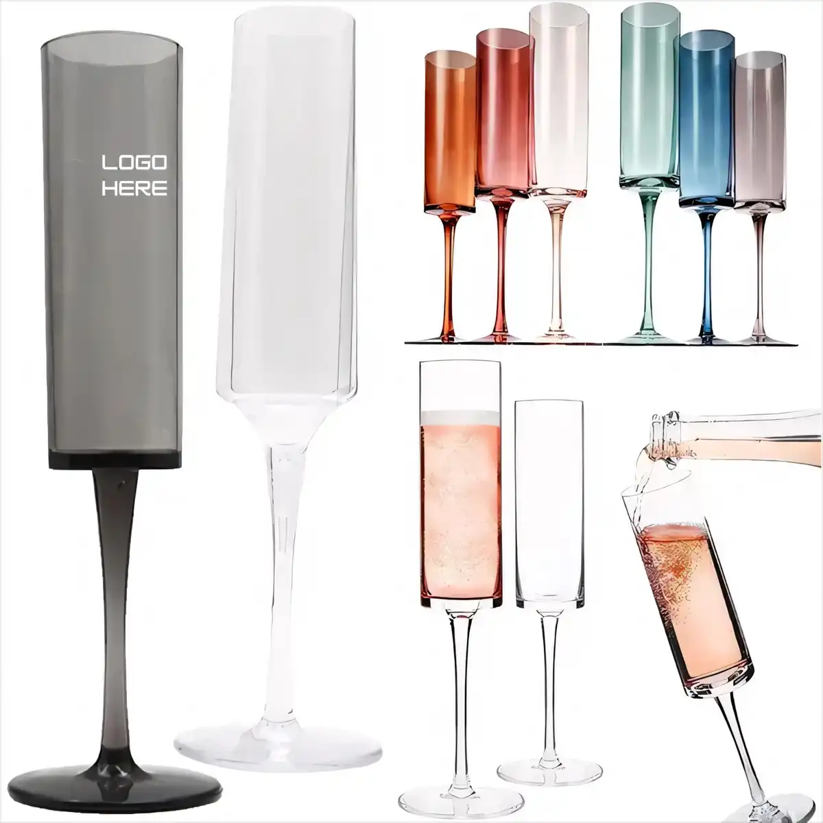 Modern Square Champagne Flutes