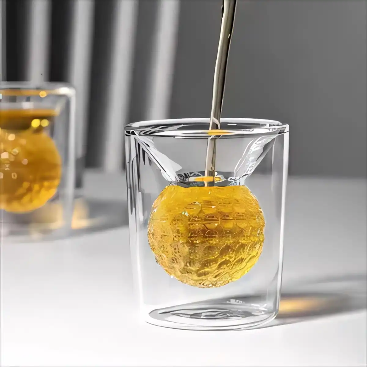 Double Wall Golf Whiskey Glass product close-up