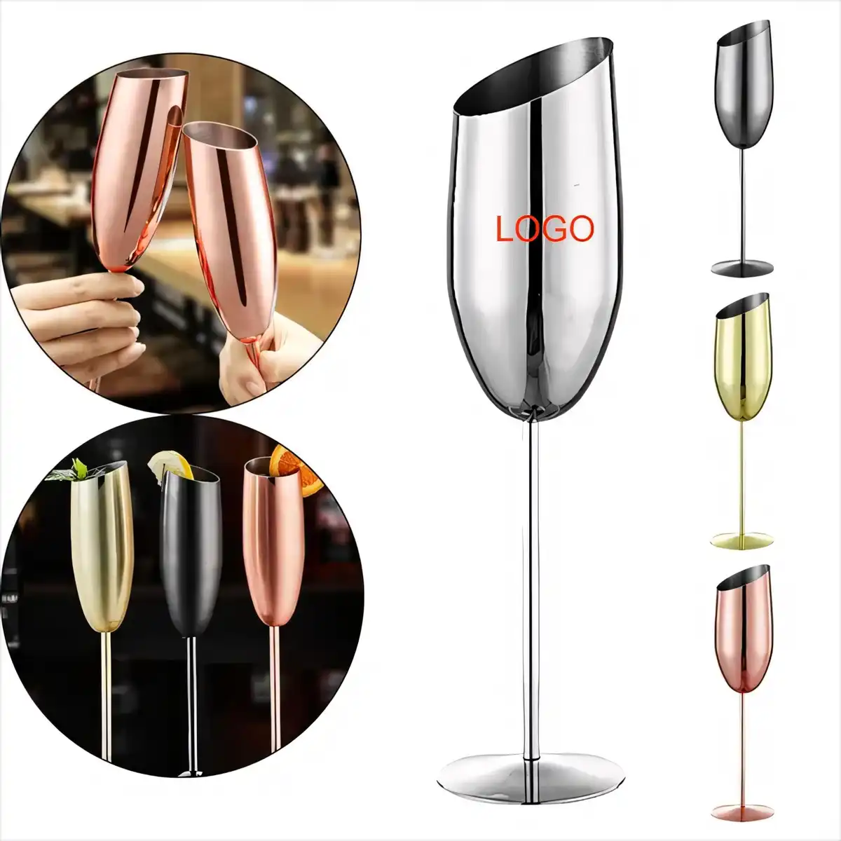 Shatterproof Gold Champagne Flutes