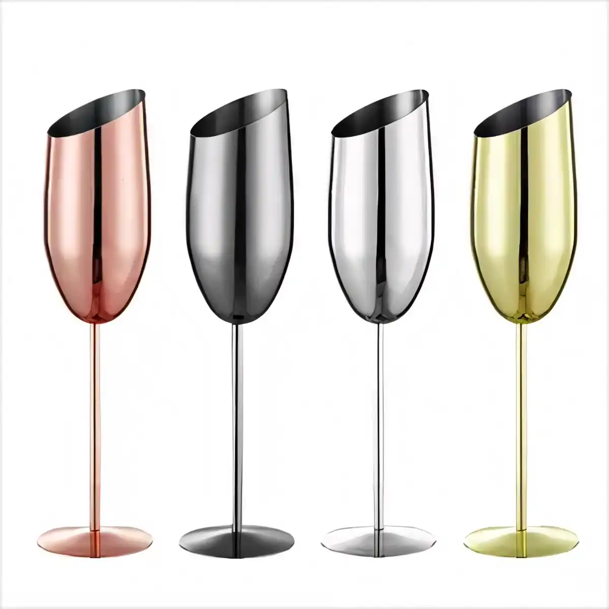 Shatterproof Gold Champagne Flutes alternate product angle