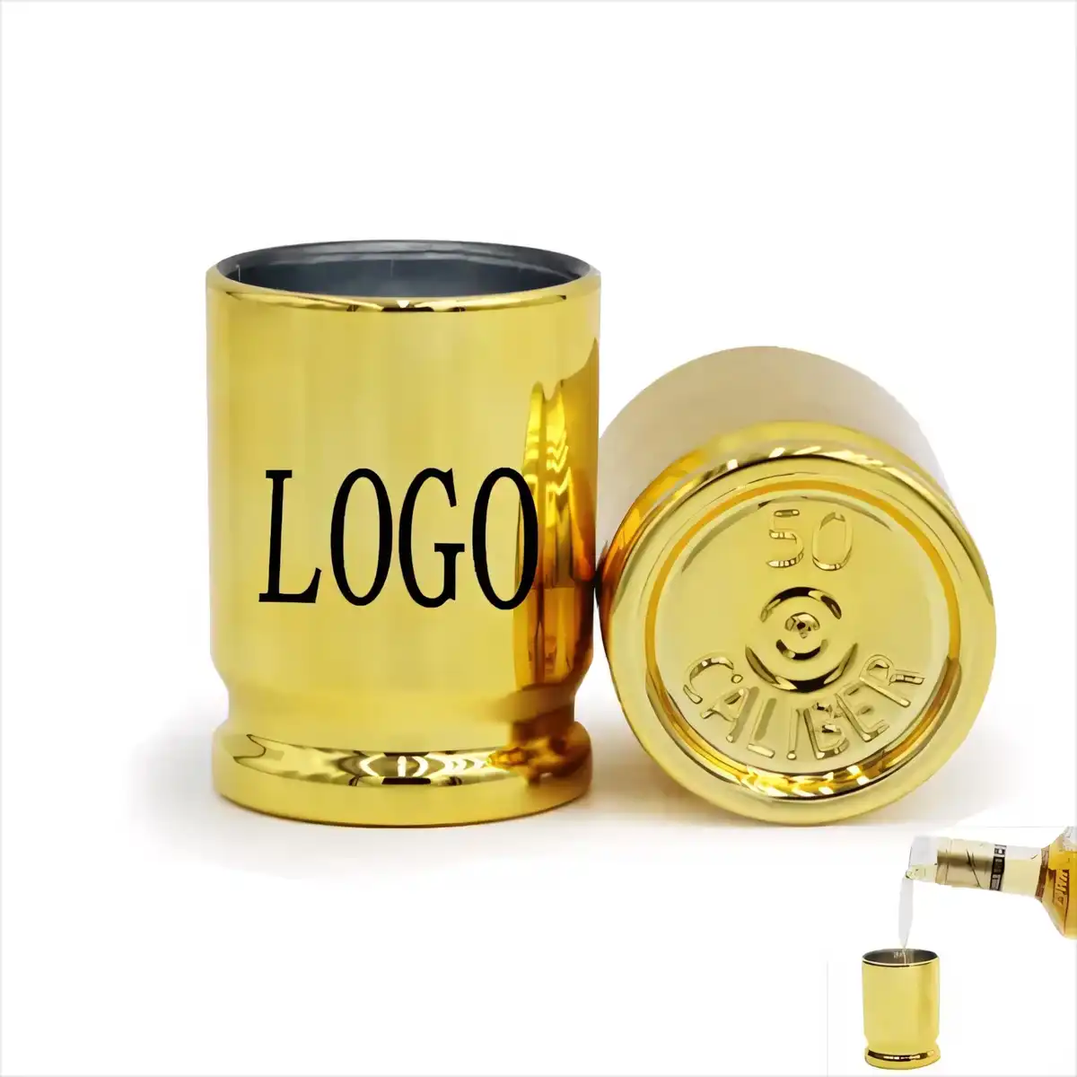 3oz Bullet Shot Glasses Brass Finish