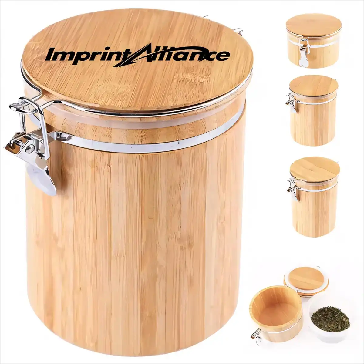 Bamboo Print Airtight Steel Canister