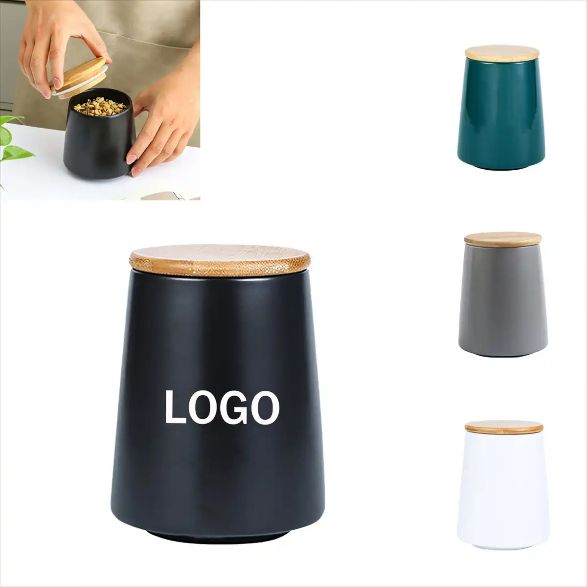 24oz Ceramic Storage Cup with Bamboo Lid
